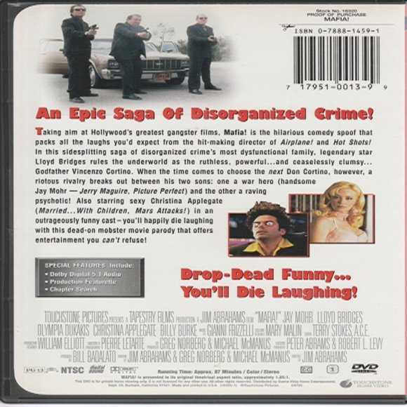 Mafia! - 1998 Comedy - Wide Screen DVD Edition - Digitally Remastered - Picture 2 of 2